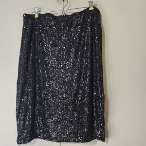 Cable & Gauge  Black SEQUINNED  PULL-ON Pencil SKIRT Sz M